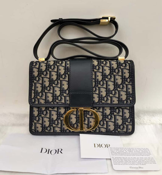 Dior Montaigne 30 Medium Oblique Navy GHW 2022