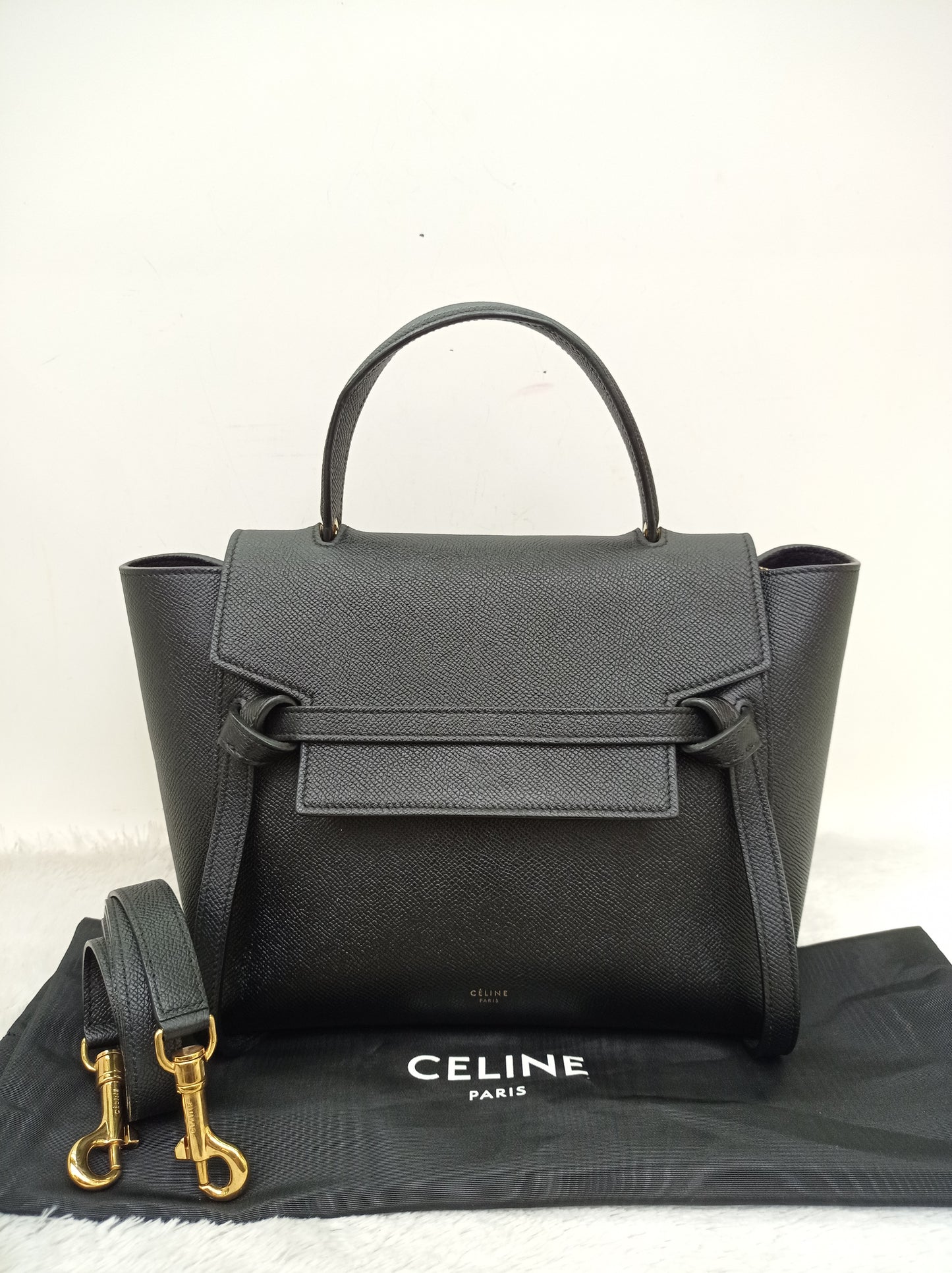 Celine Micro Belt Grained Black GHW 2017