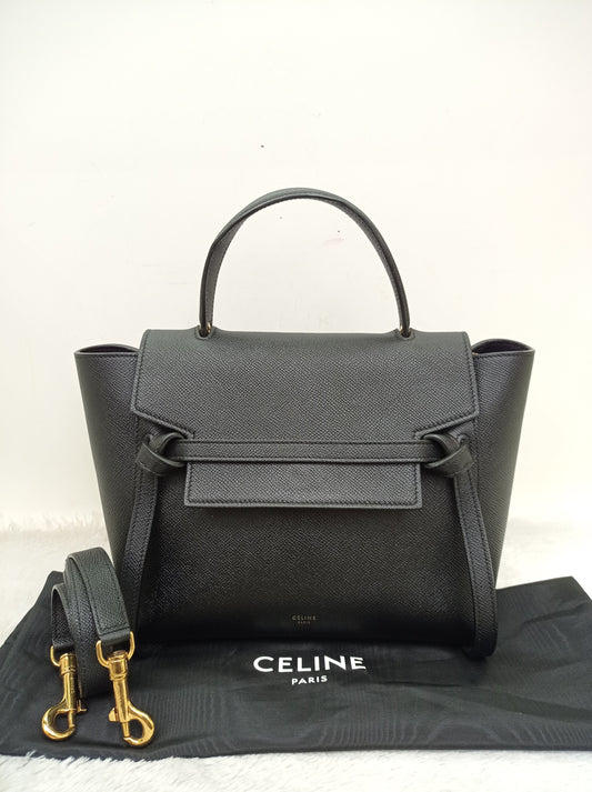 Celine Micro Belt Grained Black GHW 2017