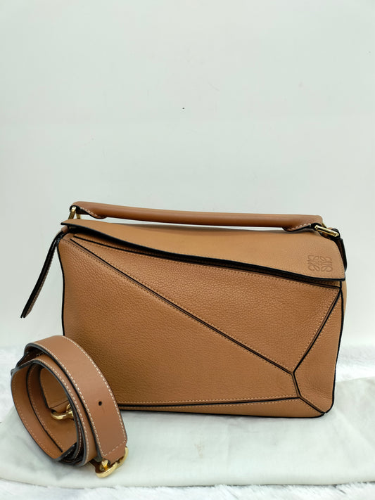 Loewe Puzzle Medium Grained Tan GHW 2018
