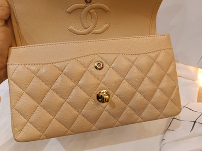 Chanel Small Caviar Beige GHW DF (CHIP)