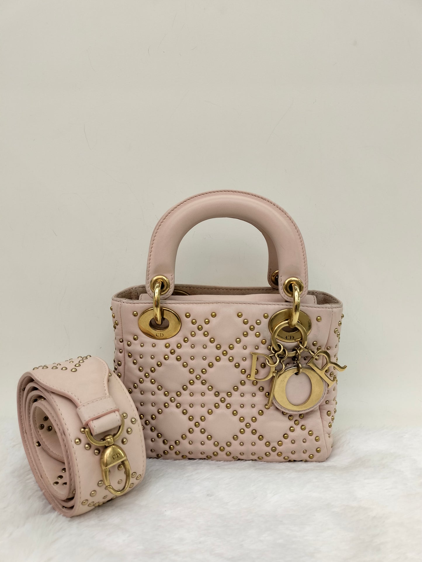 Lady Dior Mini Supple Studded Soft Pink GHW 2017