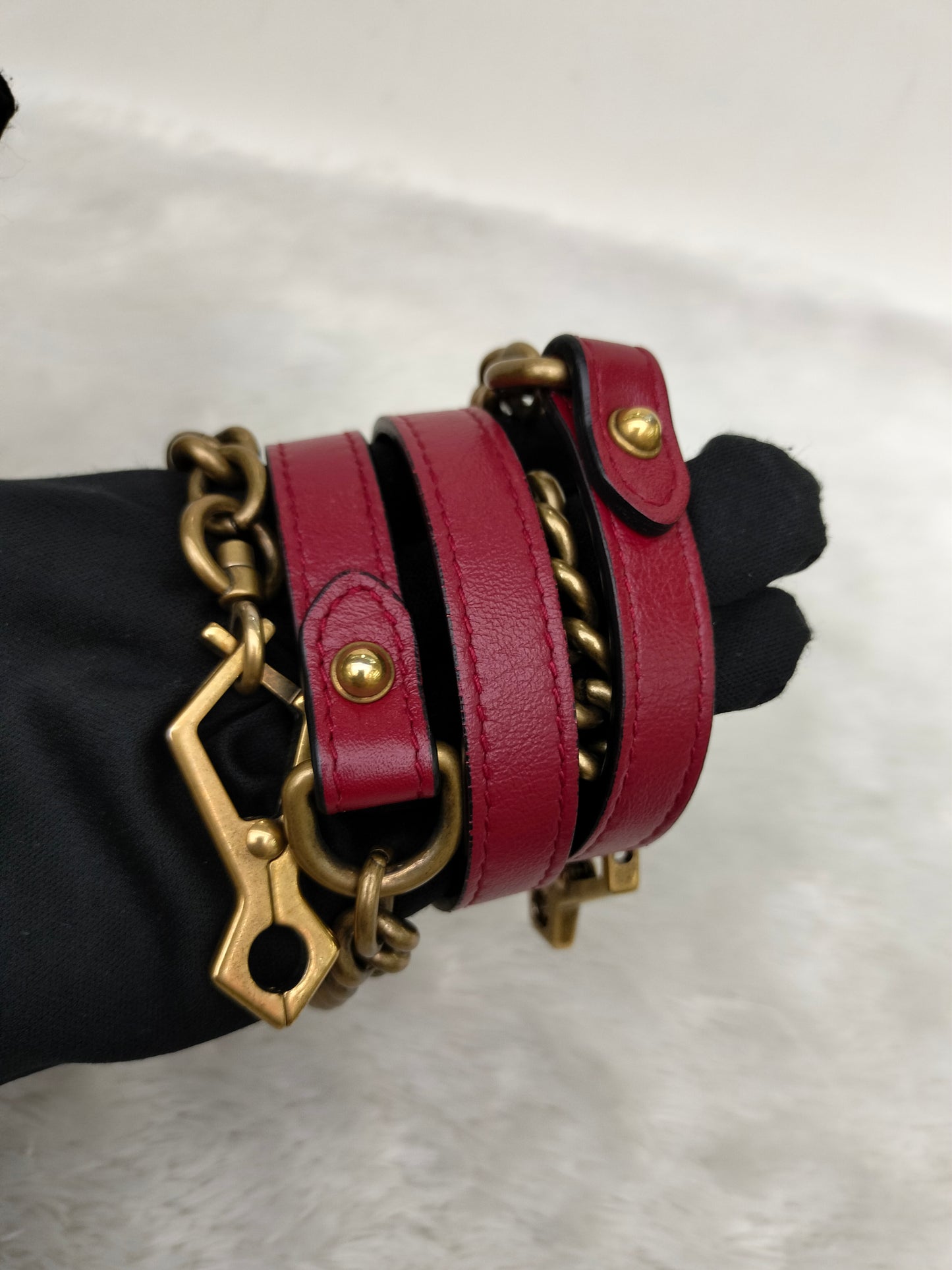 Gucci Marmont Top Handle Medium Black Red GHW