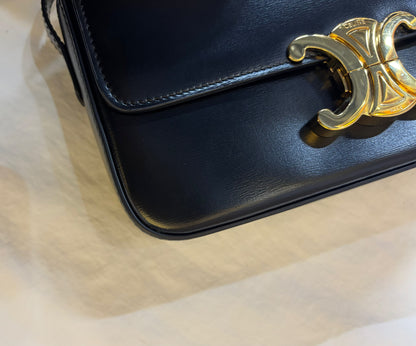 Celine Triomphe Shoulder Calfskin Black GHW 2022