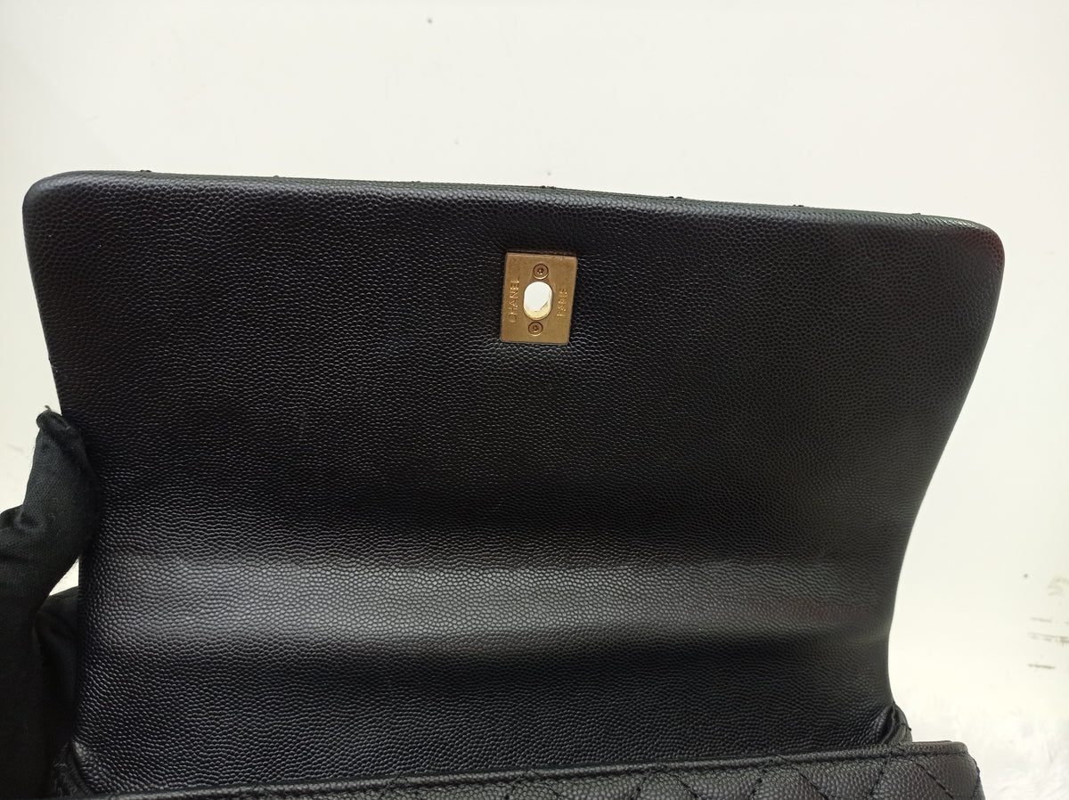 Chanel Coco Handle Medium Caviar Black Handle Lizard GHW #23