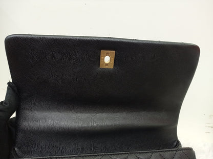 Chanel Coco Handle Medium Caviar Black Handle Lizard GHW #23