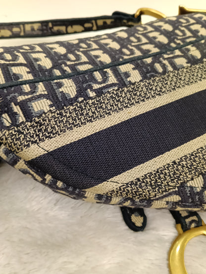 Dior Saddle Medium Oblique Embroidered Navy GHW 2020