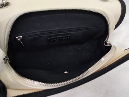 Chanel Flap Caviar White Black SHW #25