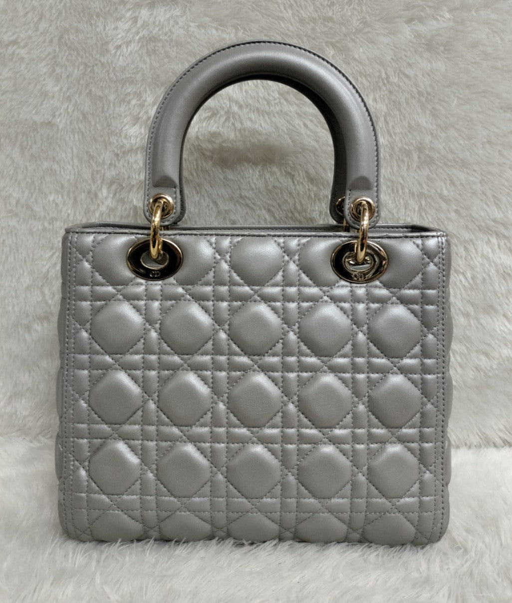 Lady Dior Medium Lamb Grey GHW (Rec 2020)