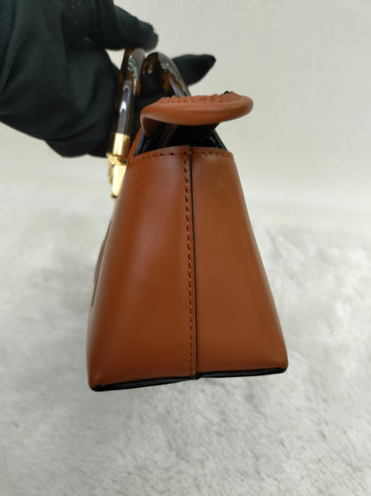Fendi BTW Mini Embossed Logo Brown Handle Tortois GHW