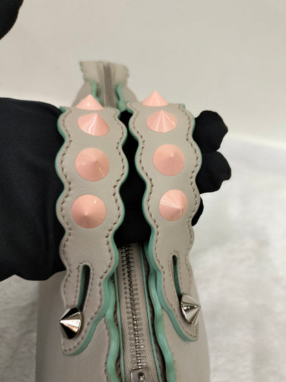 Fendi BTW Medium Vitello Dolce Scalloped Studded Pink Off White SHW 2016