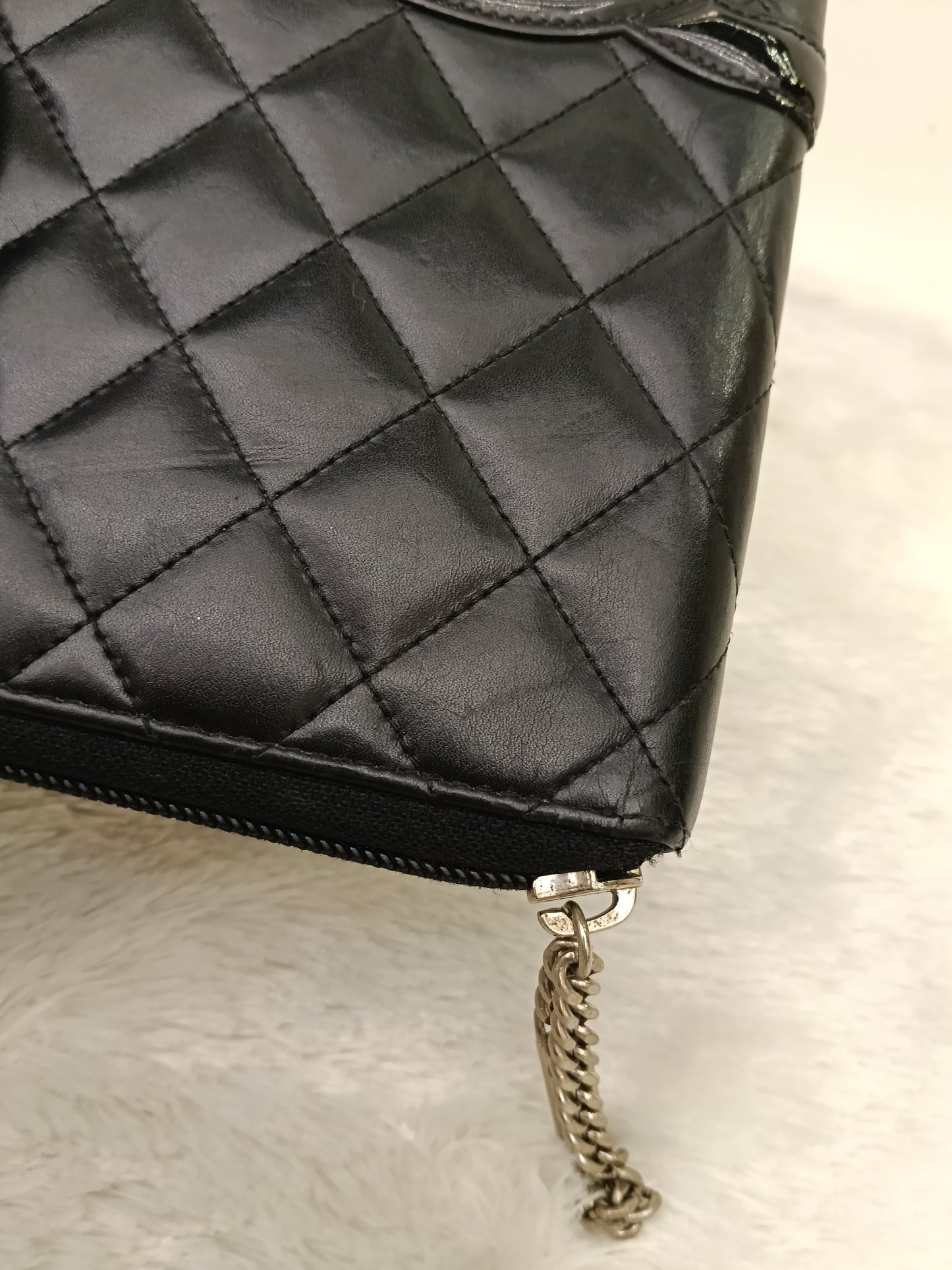Chanel Zip Around Organizer Cambon Calfskin Black Pink SHW #16
