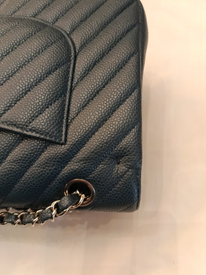 Chanel Medium Chevron Caviar Blue SHW DF #26