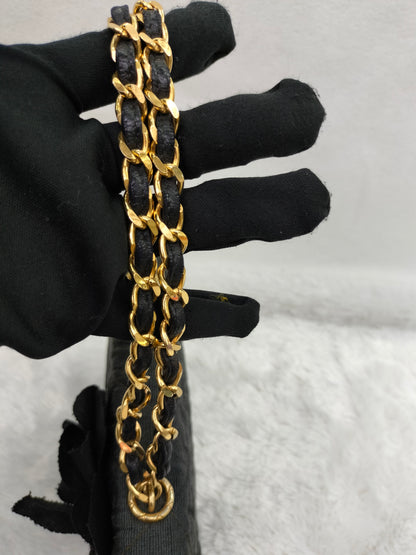 Chanel Mini Denim Flower Black Vintage GHW #1