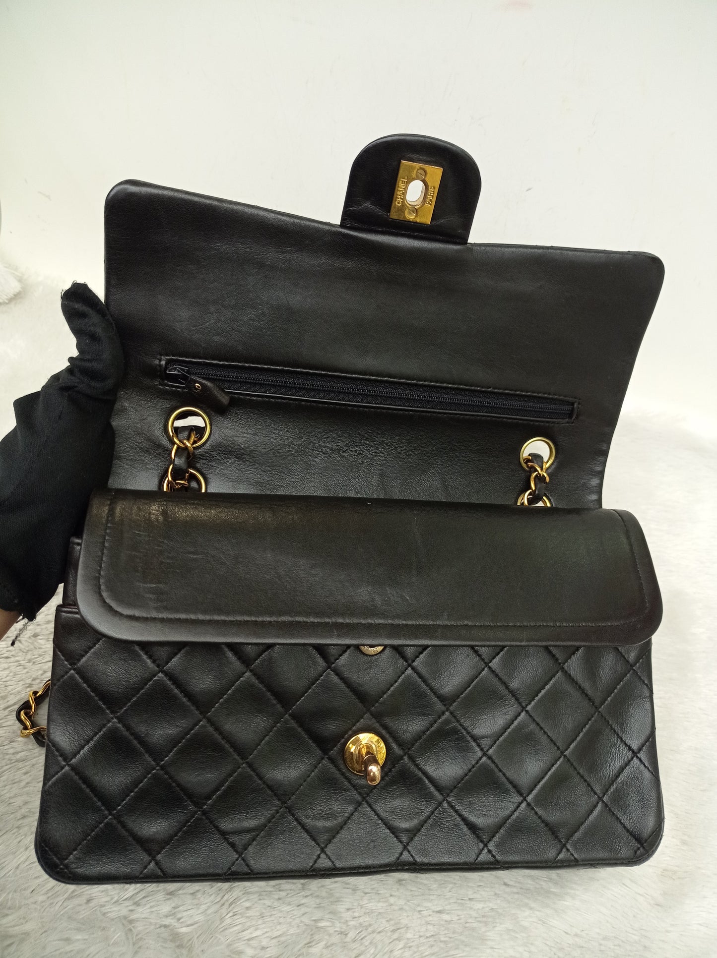 Chanel Medium Lamb Black Vintage GHW DF #2