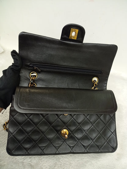 Chanel Medium Lamb Black Vintage GHW DF #2