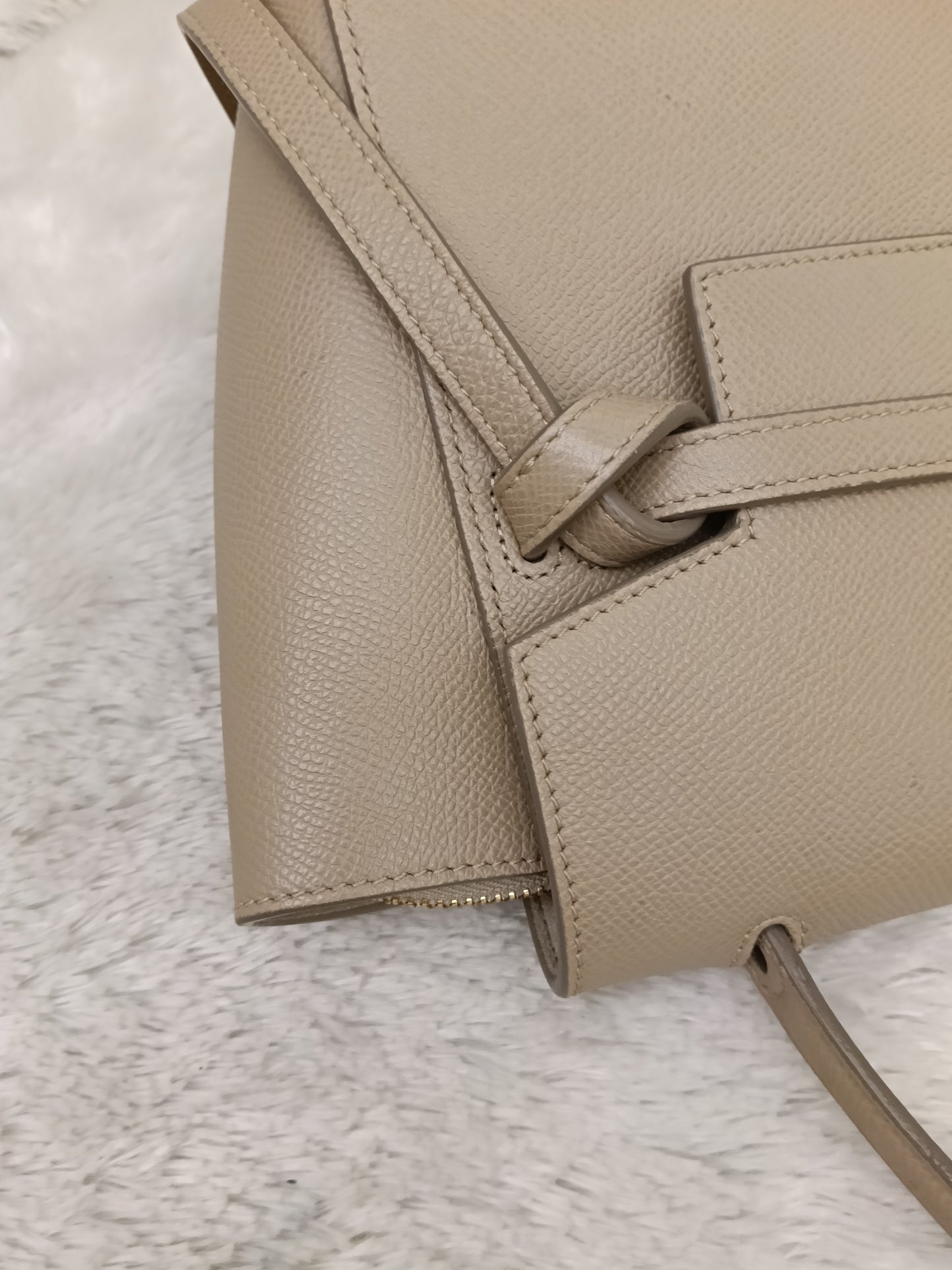 Celine Nano Belt Grained Light Taupe GHW 2018