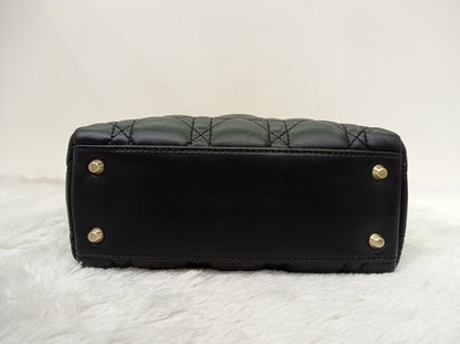 Lady Dior Mini Lamb Pearl Embellished Black GHW 2010