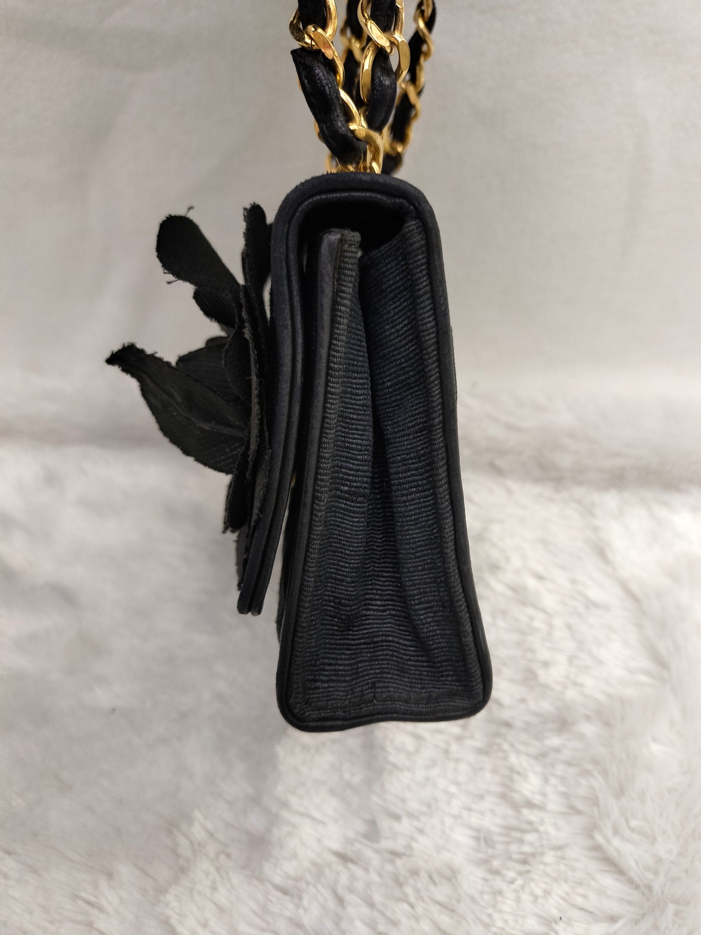 Chanel Mini Denim Flower Black Vintage GHW #1