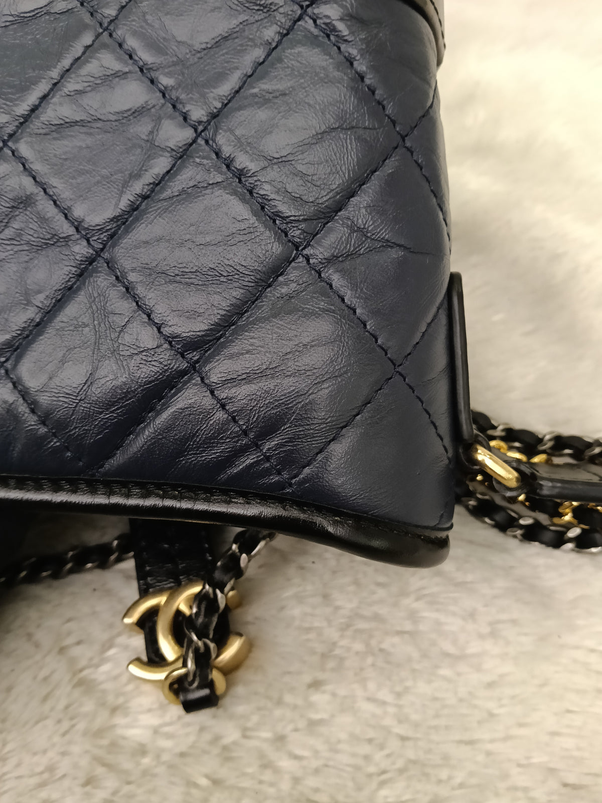 Chanel Gabrielle Small Calfskin Navy Black #27