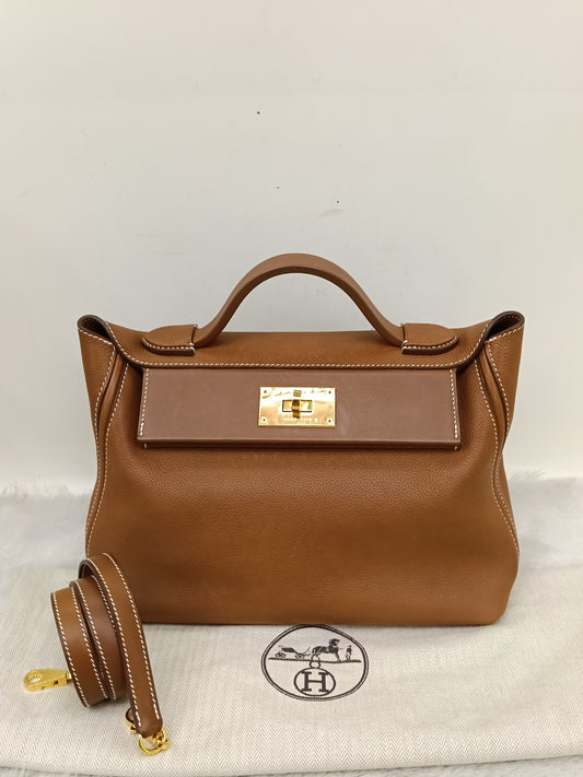 Hermes 2424 29 Fauve Barenia Faubourg GHW #D