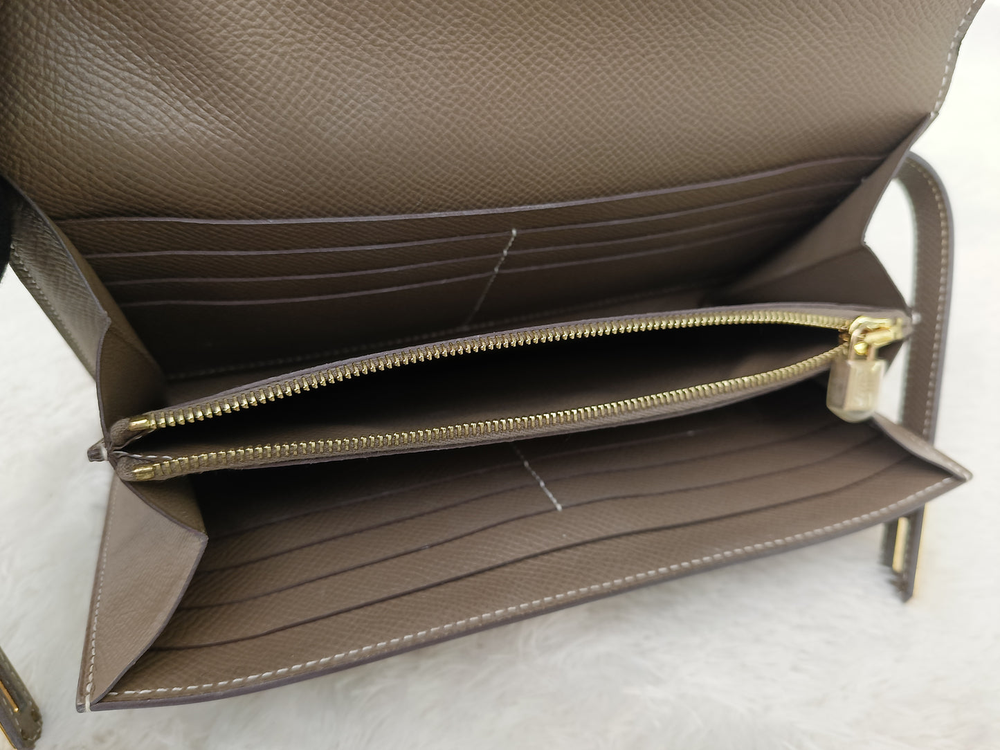 Hermes Kelly Wallet Epsom Etoupe GHW #D