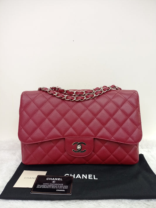 Chanel Jumbo Caviar Red SHW SF #13