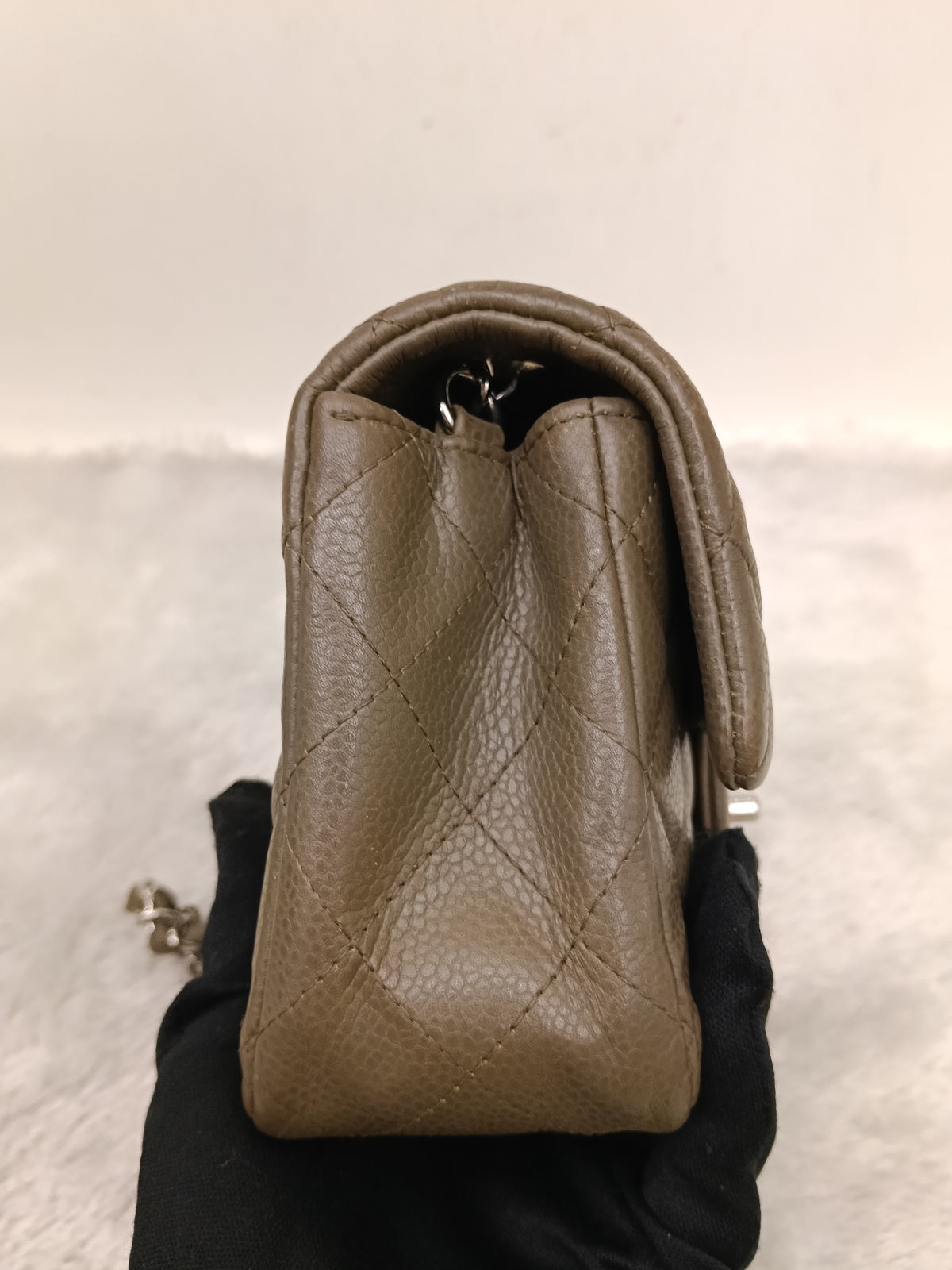 Chanel Mini Rectangular Caviar Khaki SHW SF #17