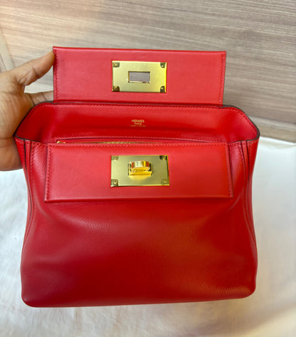 Hermes 2424 Mini Evercolour Swift Rouge De Coeur GHW #Y