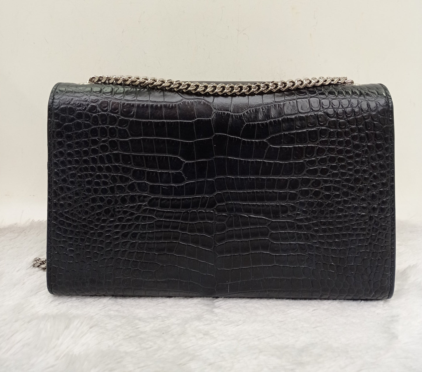 YsL Kate Tassel Medium Croco Embossed Black SHW 2018