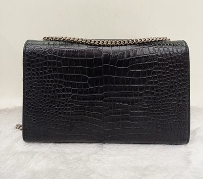 YsL Kate Tassel Medium Croco Embossed Black SHW 2018