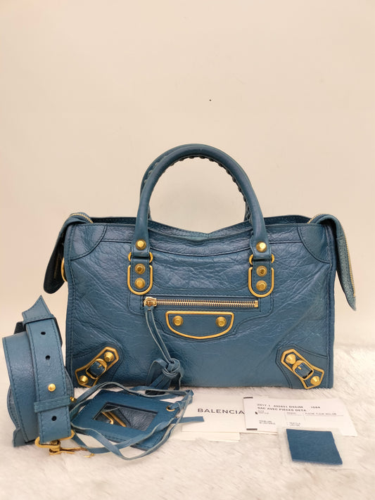 Balenciaga Small City Edge Blue GHW 2017