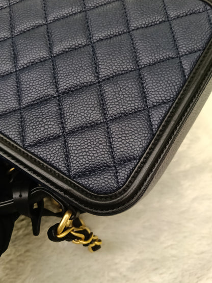 Chanel Filigree Vanity Case Medium Caviar Blue Black GHW #26