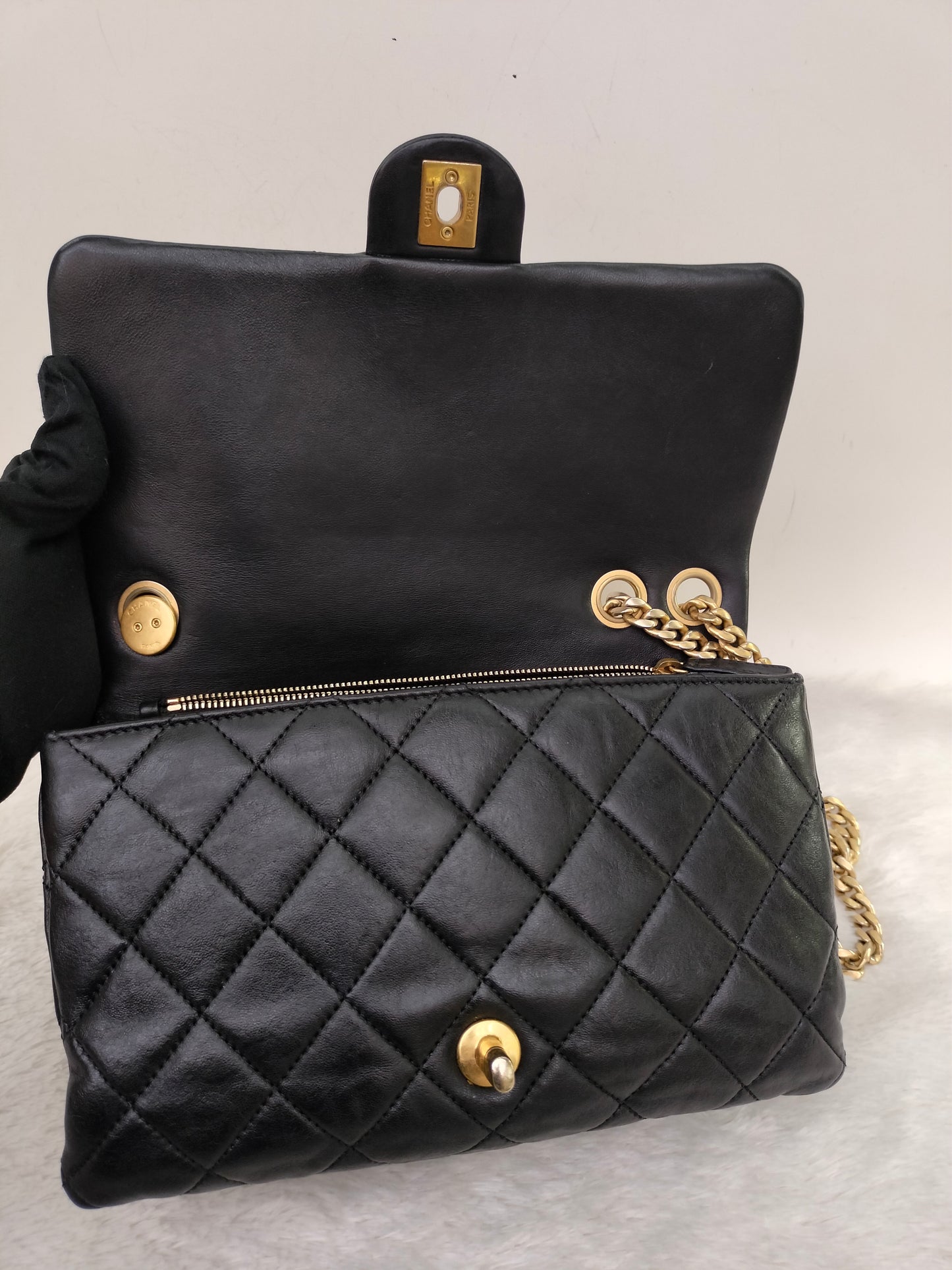 Chanel Small Pillow Crush Flap Lamb Black GHW (CHIP)