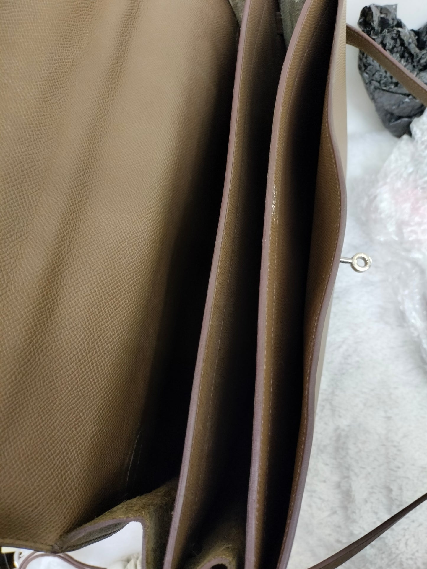 Hermes Kelly Depeches Briefcase Epsom Etoupe PHW #K square