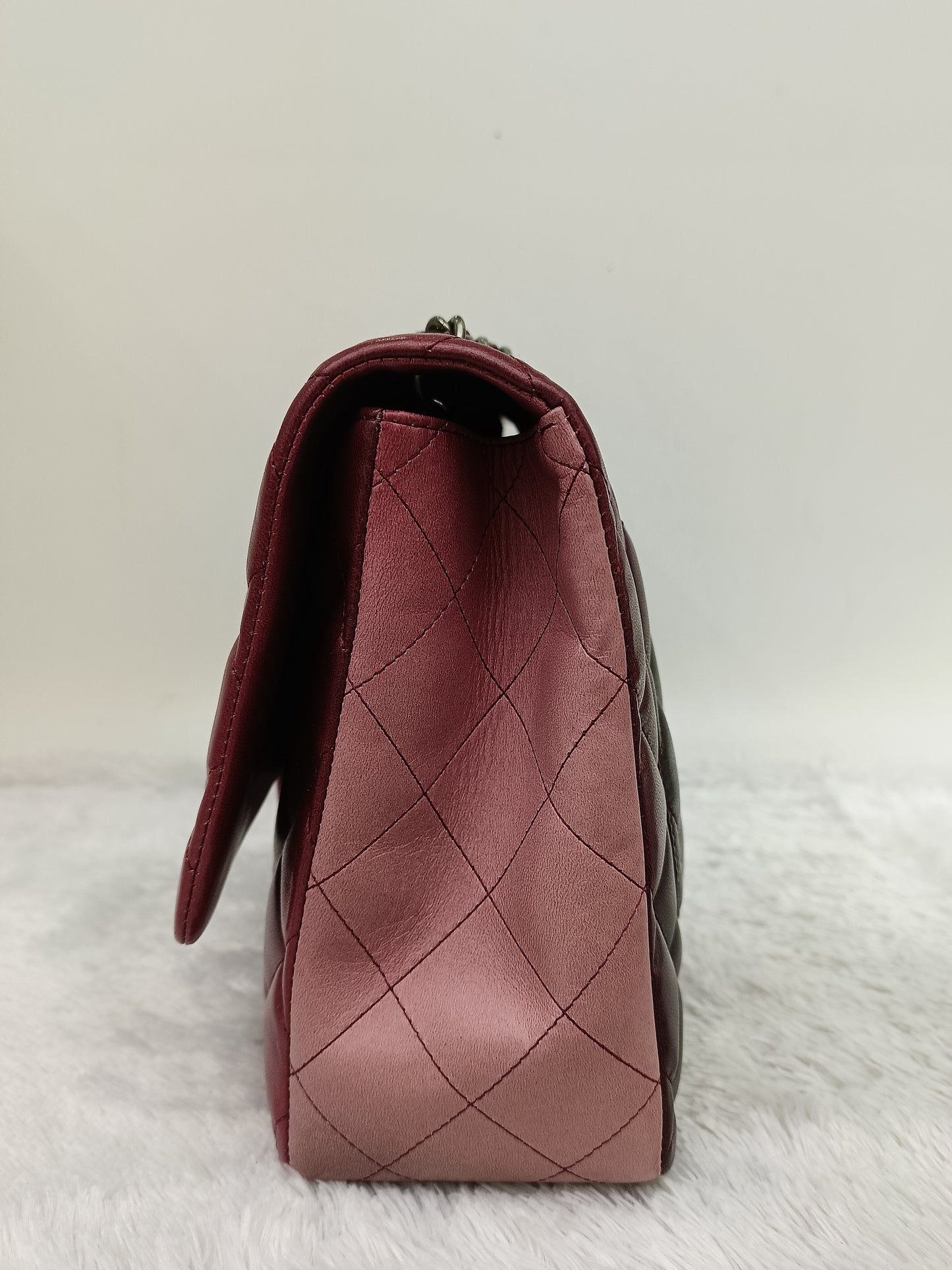 Chanel Jumbo Lamb Bordeaux Dark Red Ombre Pink RGHW SF #13