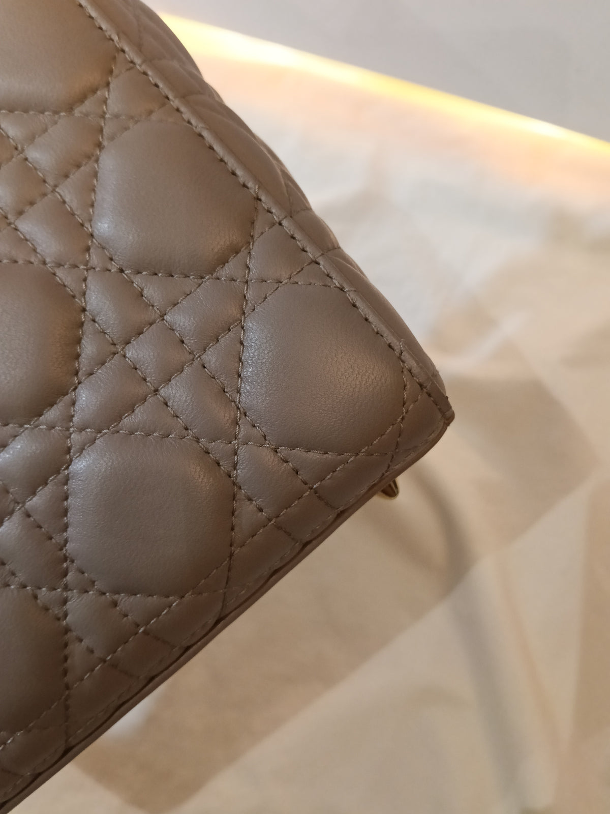 Lady Dior Small Lamb Taupe GHW 2016
