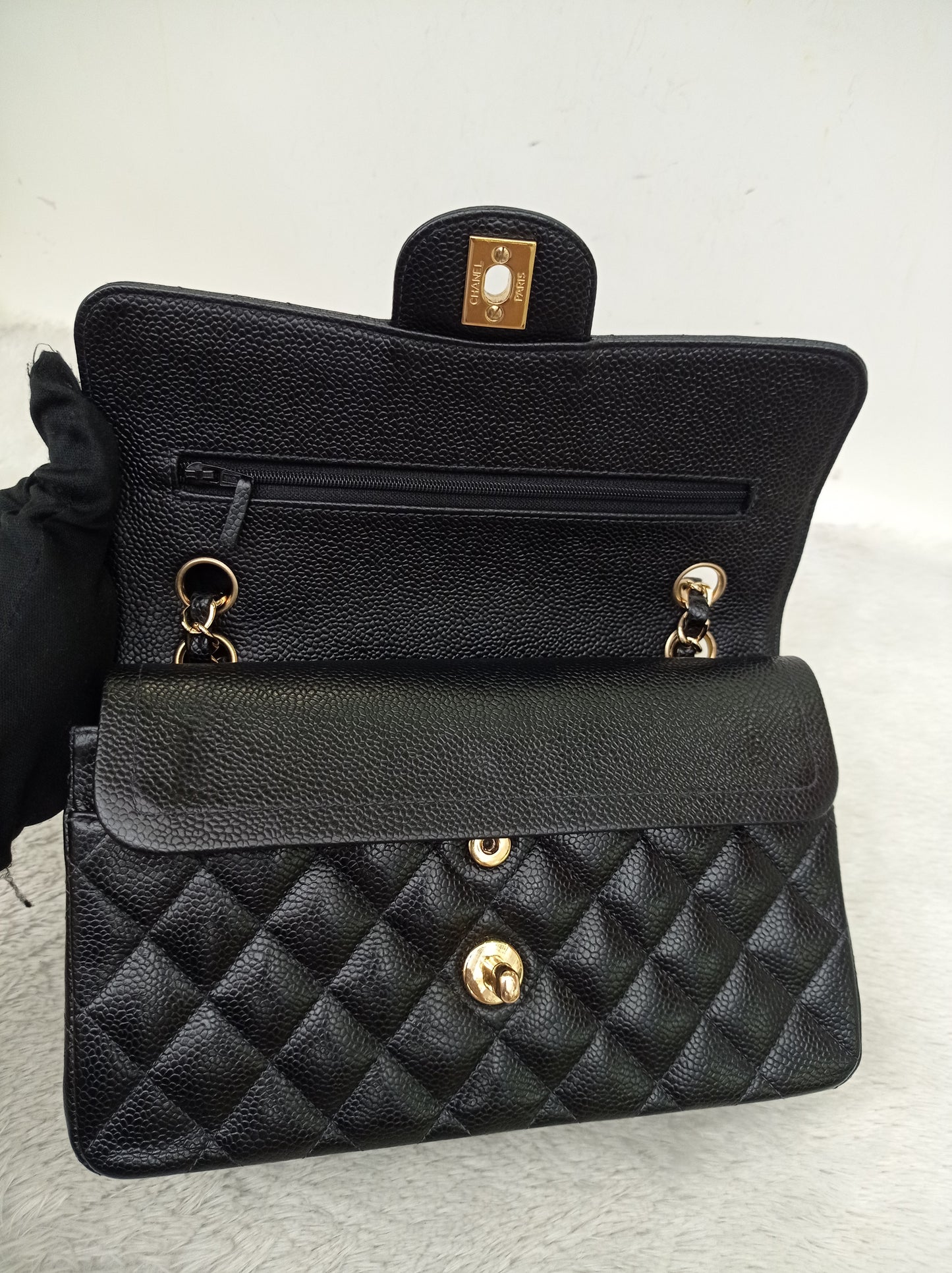 Chanel Small Caviar Black GHW DF #9