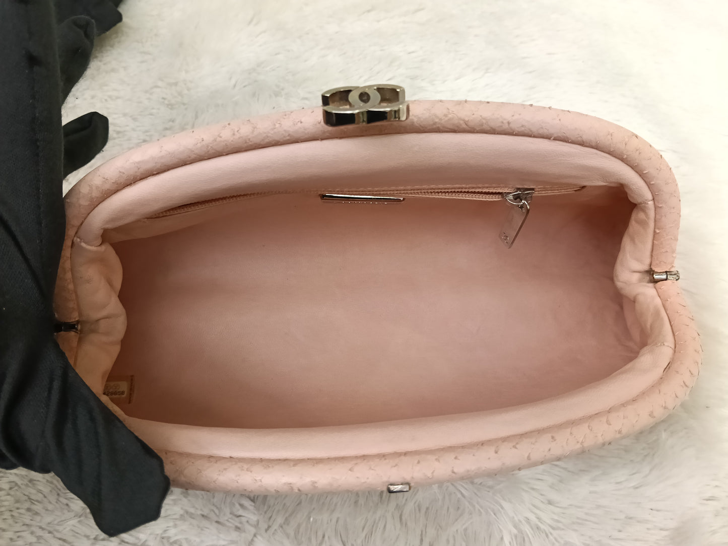 Chanel Timeless Clutch Python Pink Peach SHW #14