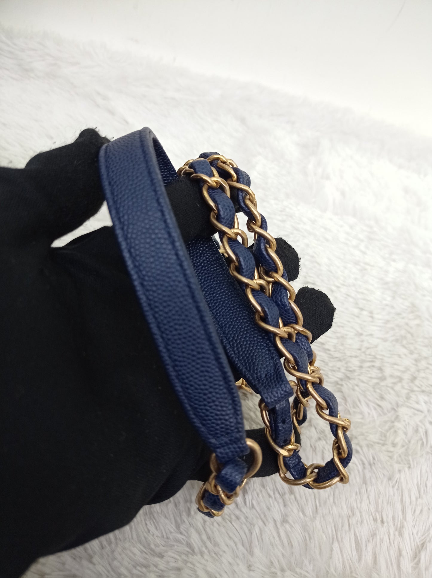 Chanel Coco Handle Medium Caviar Blue Handle Lizard GHW #24
