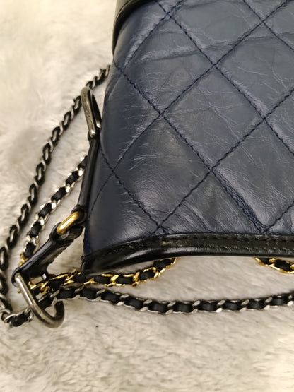 Chanel Gabrielle Small Calfskin Navy Black #27