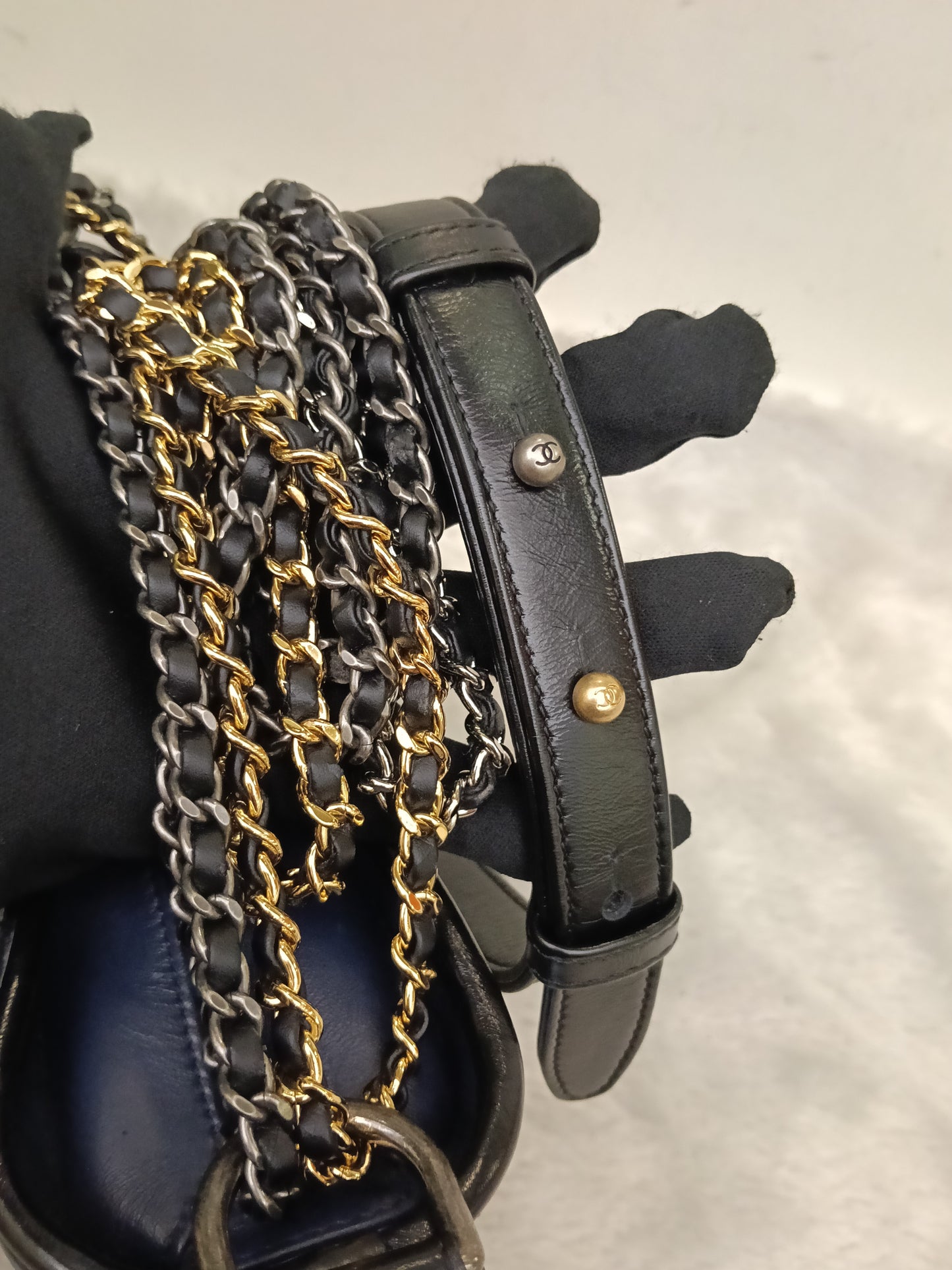 Chanel Gabrielle Small Calfskin Navy Black #27