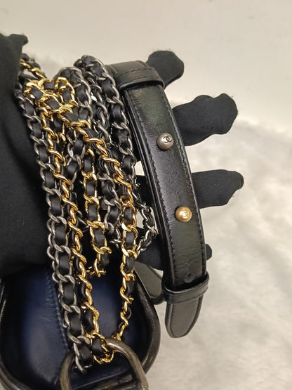 Chanel Gabrielle Small Calfskin Navy Black #27