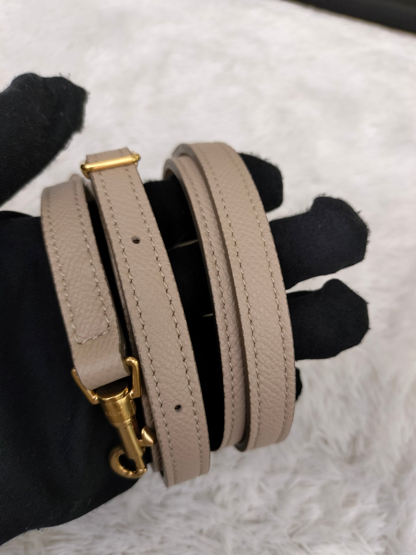 Celine Pico Belt Grained Taupe GHW 2021