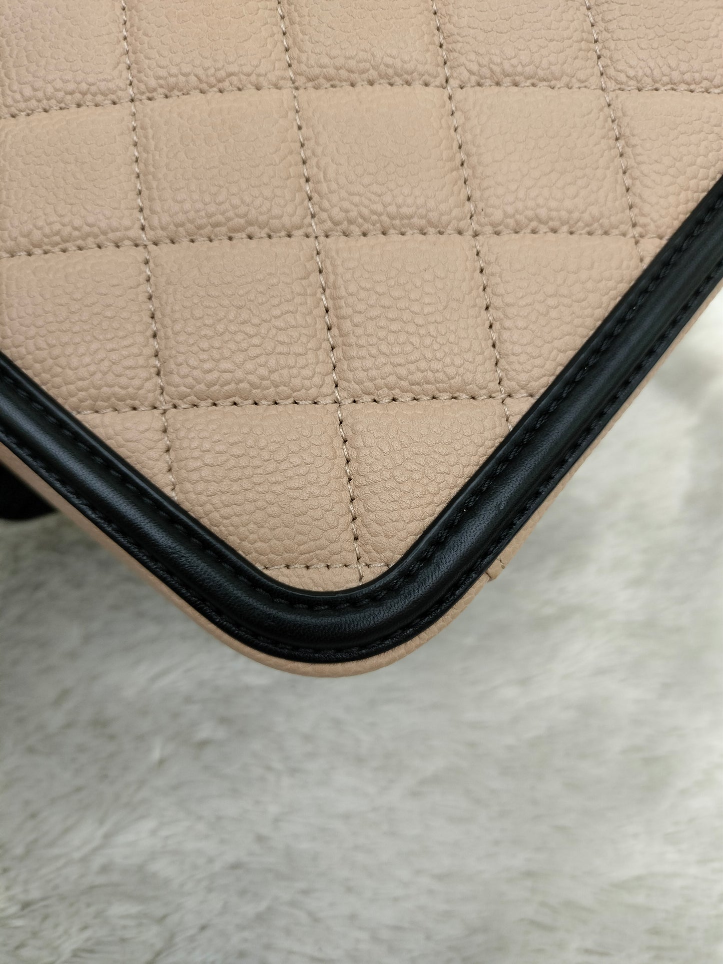 Chanel Filigree Vanity Case Medium Caviar Beige Black GHW #26