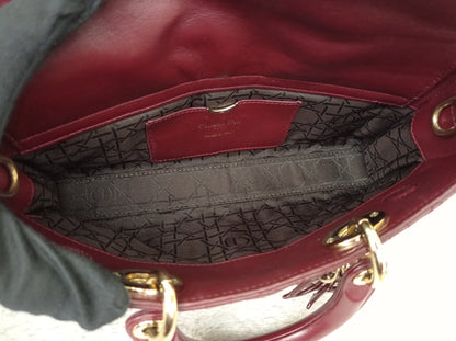 Dior Lady D'Joy Medium Lamb Burgundy GHW 2016