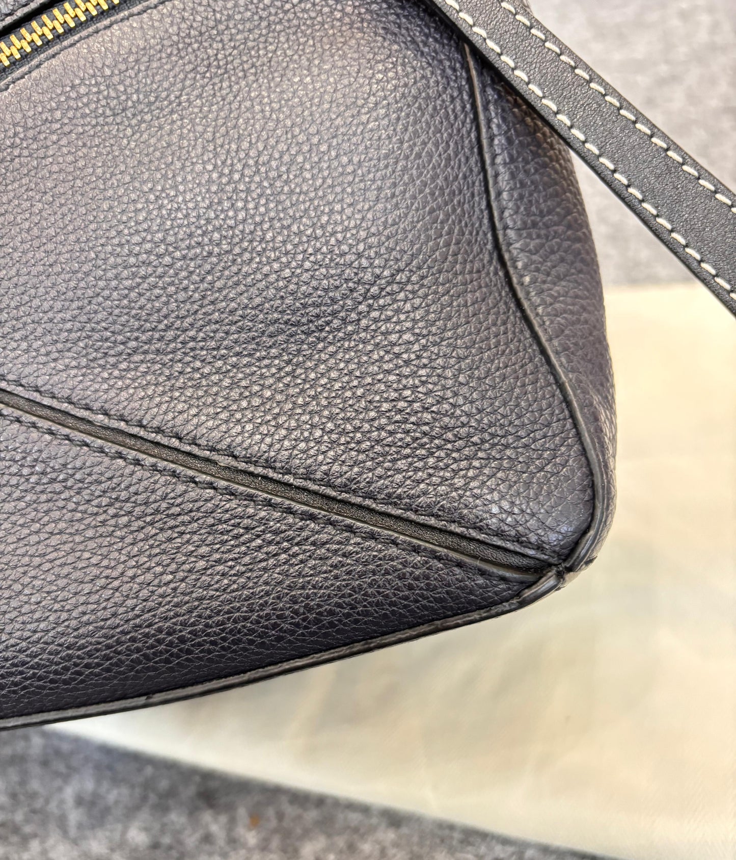 Loewe Puzzle Small Grained Navy Black GHW 2018