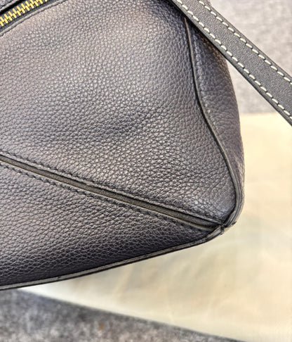 Loewe Puzzle Small Grained Navy Black GHW 2018