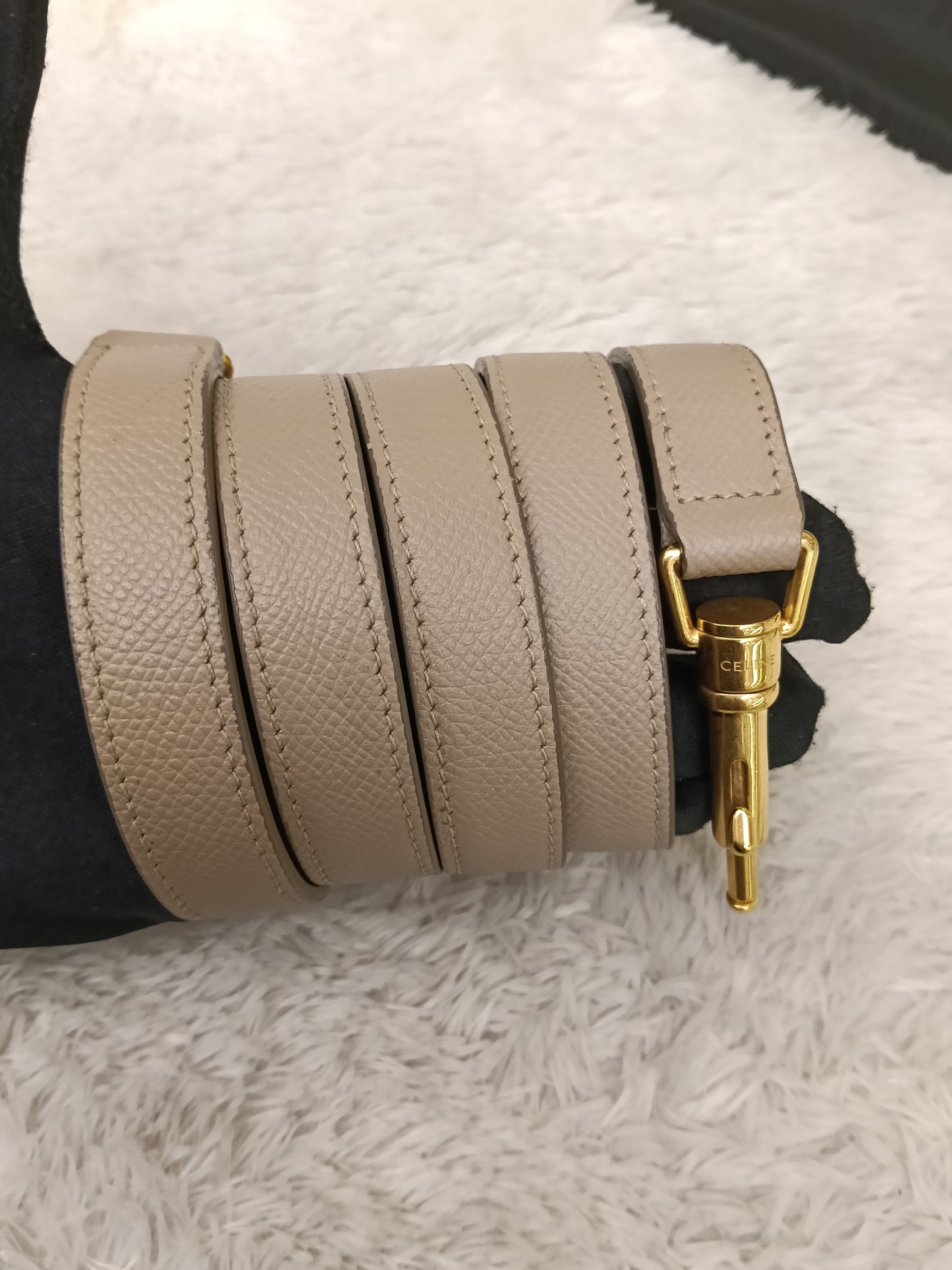 Celine Micro Belt Grained Light Taupe GHW 2021