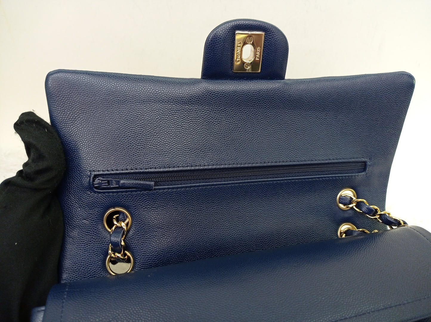 Chanel Medium Caviar Dark Blue GHW DF #24